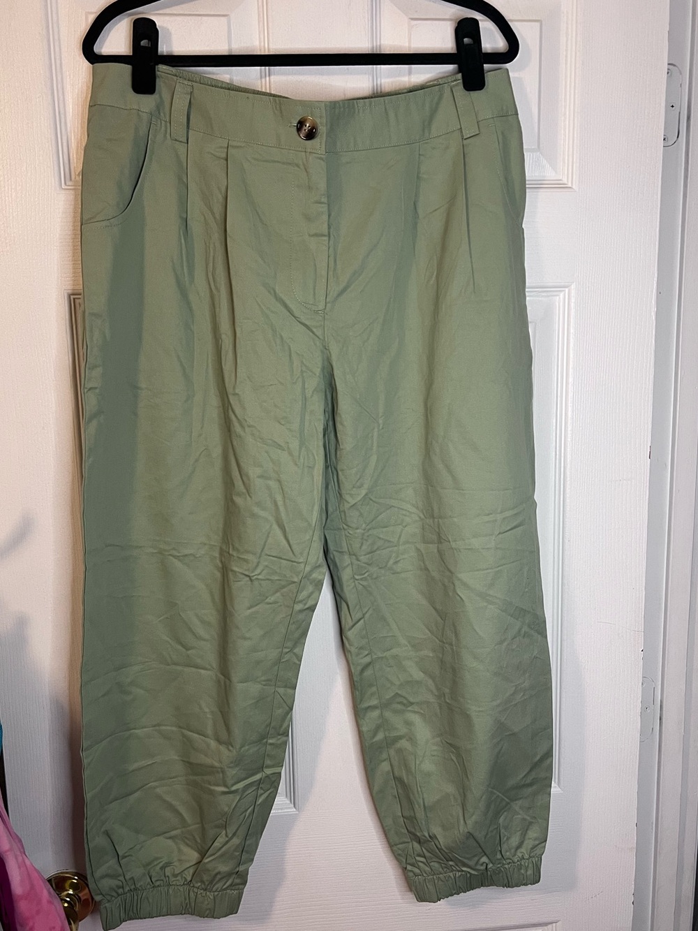#705 NWT Halara Mid Rise Cotton Joggers Sage Green XL Regular Casual Pants